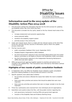 Information used in the 2015 update of the Disability Action Plan