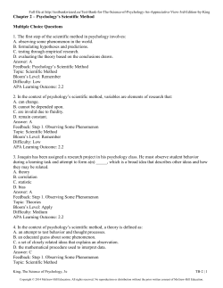 Chapter 2 – Psychology`s Scientific Method