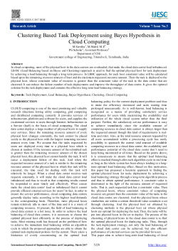 Clustering Based Task Deployment using Bayes Hypothesis
