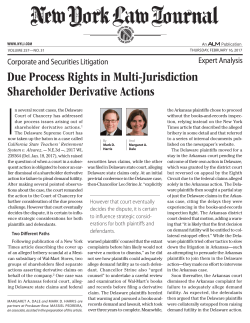 Due Process Rights in Multi-Jurisdiction Shareholder Derivative
