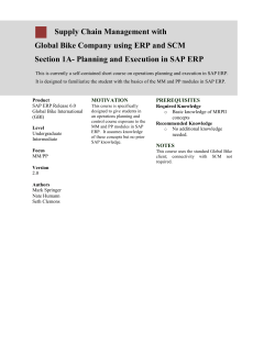 Section 1A- Planning and Execution in SAP ERP