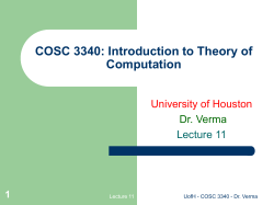 COSC 3340: Introduction to Theory of Computation