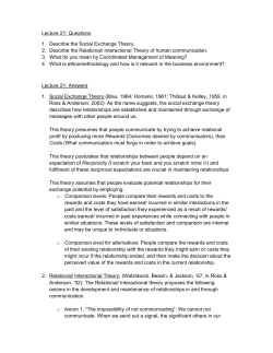 Lecture 21: Questions 1. Describe the Social Exchange Theory. 2