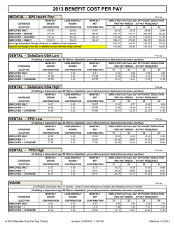 2013 BENEFIT COST PER PAY