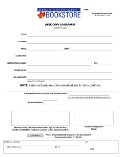 NOTE: Returned books must be unmarked and in mint condition.