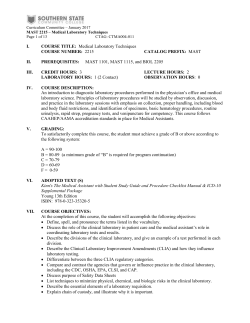 MAST 2215 &ndash; Medical Laboratory Techniques
