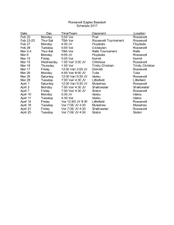 Roosevelt Eagles Baseball Schedule 2017 Date Day Time/Team