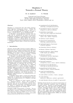 Mephisto I Towards a Formal Theory