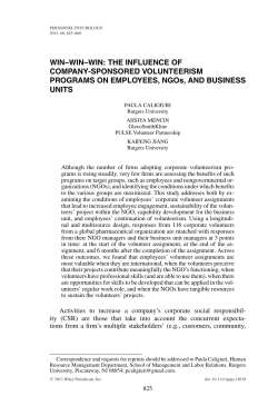 The Influence of CompanySponsored Volunteerism