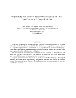 Programming and Interface Specification