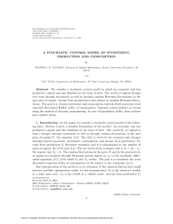 A STOCHASTIC CONTROL MODEL OF INVESTMENT