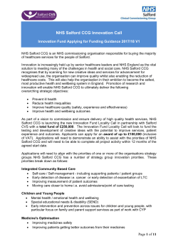 NHS Salford CCG Innovation Locality Call 2017