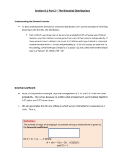 Section 8.1 Part 2 ~ The Binomial Distributions