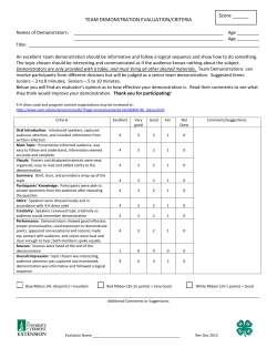 TEAM DEMONSTRATION EVALUATION/CRITERIA Score ______