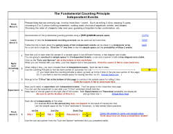 The Fundamental Counting Principle Independent Events