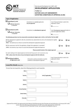 development application - ACT Legislation Register