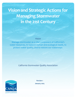 CASQA Vision and Strategic Actions for Managing Stormwater in the