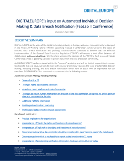 DIGITALEUROPE`s input on Automated Individual Decision Making