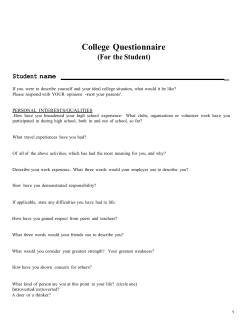 College Questionnaire for the Student