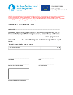Match Funding Commitment - Northern Periphery and Arctic