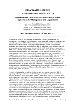 ORGANIZATION STUDIES Government and the Governance of