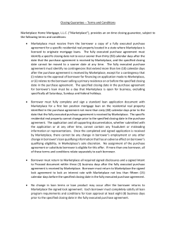 Closing Guarantee -- Terms and Conditions Marketplace Home