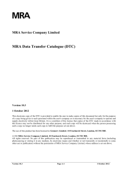 MRA Data Transfer Catalogue