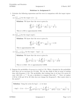 Probability and Statistics MTH202 Assignment 8 2 March, 2017