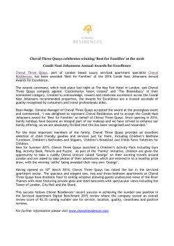 Cheval Three Quays celebrates winning `Best for Families` at the