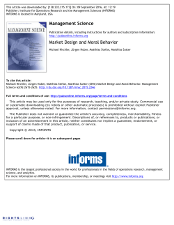 Market Design and Moral Behavior