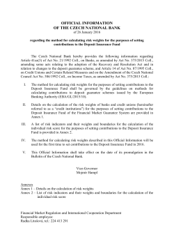 OFFICIAL INFORMATION OF THE CZECH NATIONAL BANK