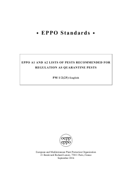 EPPO A1 and A2 Lists of pests recommended for regulation as