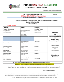 19. Intake HS Team Roster July 2016 STAAR EOC