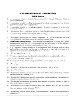 4. PERMUTATIONS AND COMBINATIONS Quick Review