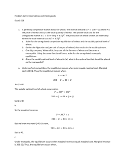 Problem Set 9. Externalities and Public goods