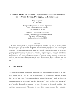 A Formal Model of Program Dependences and Its