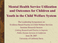 Mental Health Service Utilization and Outcomes for