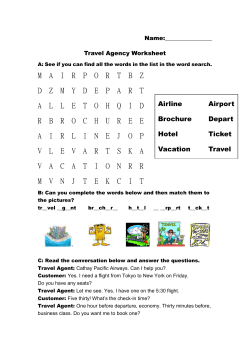 Travel Agency Worksheet