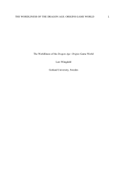 THE WORDLINESS OF THE DRAGON AGE: ORIGINS GAME