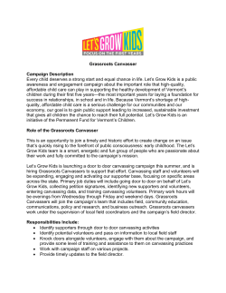 Grassroots Canvasser Campaign Description