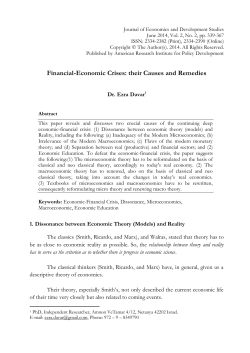 Financial-Economic Crises: their Causes and Remedies