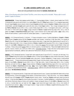 7th Grade School Supply List