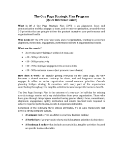 The One Page Strategic Plan Program