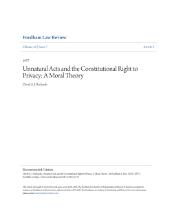 Unnatural Acts and the Constitutional Right to Privacy: A Moral Theory