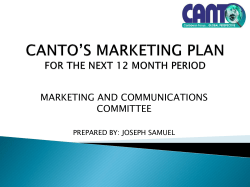canto*s marketing plan for the next 12 * 18 month period