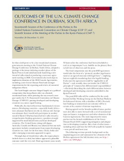 outcomes of the un climate change conference in durban, south africa