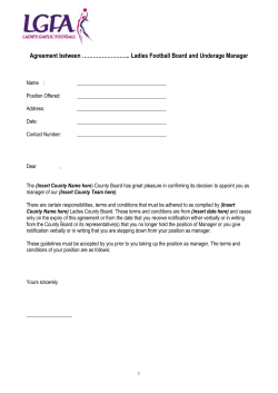 Sample Agreement between Co boards and Underage Team