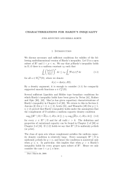 CHARACTERIZATIONS FOR HARDY`S INEQUALITY 1