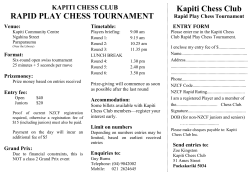 RAPID PLAY CHESS TOURNAMENT Kapiti Chess Club