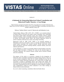 A Rationale for Integrating Behavioral School Consultation and